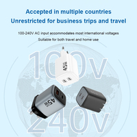 Cargador GaN USB C Inteligente Justlink de 2 Puertos, ABS, para Laptop y Teléfono, Certificado ETL, 45W 35W 18W 27W PD3.0, Adaptador de Carga Rápida de 45W