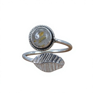 Anillo de Plata de Ley 925 con Gema de Rutilo Dorado, Joyería Fina Artesanal Cristiana de Estilo Antiguo, Certificada - Product Image 1