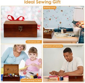 Giỏ May Bằng Gỗ Để Đựng Cuộn Chỉ Bộ Dụng Cụ May Bằng Gỗ Hộp Đựng Có Tay Cầm - Product Image 6