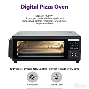 <span class=keywords><strong>Four</strong></span> à pizza électrique numérique 18L avec convection 1700W, 10 préréglages, contrôle NTC, double chauffage, acier inoxydable, pour pizzas de 12 pouces - Product Image 3