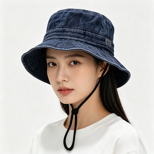 Chapeau Bob en Toile à Large Bord Anti-UV avec Sangle Mentonnière, Personnalisable, Idéal pour le Camping, la Pêche, les Sports et les Voyages – Vente en Gros - Product Image 1