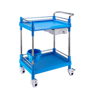 Carrito de Hospital Yuekang de 2 Niveles, de Plástico, con Cajón y Cubeta, Carro Médico para Uso Clínico - Product Image 1