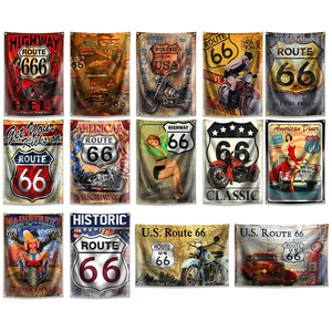 ธงแขวนตกแต่งรถมอเตอร์ไซค์ ลาย USA Biking the Mother Road Route 66 โปสเตอร์ติดผนัง วินเทจ ตกแต่งโรงรถ ป้ายโฆษณา ขนาด 3x5 ฟุต สำหรับร้านผับ - Product Image 1