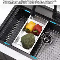 Wastafel Dapur Multifungsi Single Basin 304 Stainless Steel Desain Modern Bentuk Kotak di Atas Meja untuk Dapur