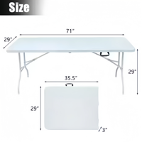 Table et Chaises Pliantes Portables de 2,4 m/1,8 m Blanches Rectangulaires en Plastique pour Extérieur, Idéales pour Événements