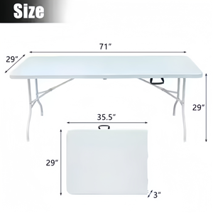Mesa y silla portátil de plástico rectangular blanca de 8 pies/6 pies para exteriores, silla de comedor blanca, mesa y sillas plegables para eventos - Product Image 5