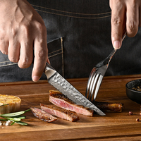 Couteau à steak professionnel de 4,5 pouces en acier Damas VG10, lame dentelée ultra-affûtée avec manche en bois Pakka