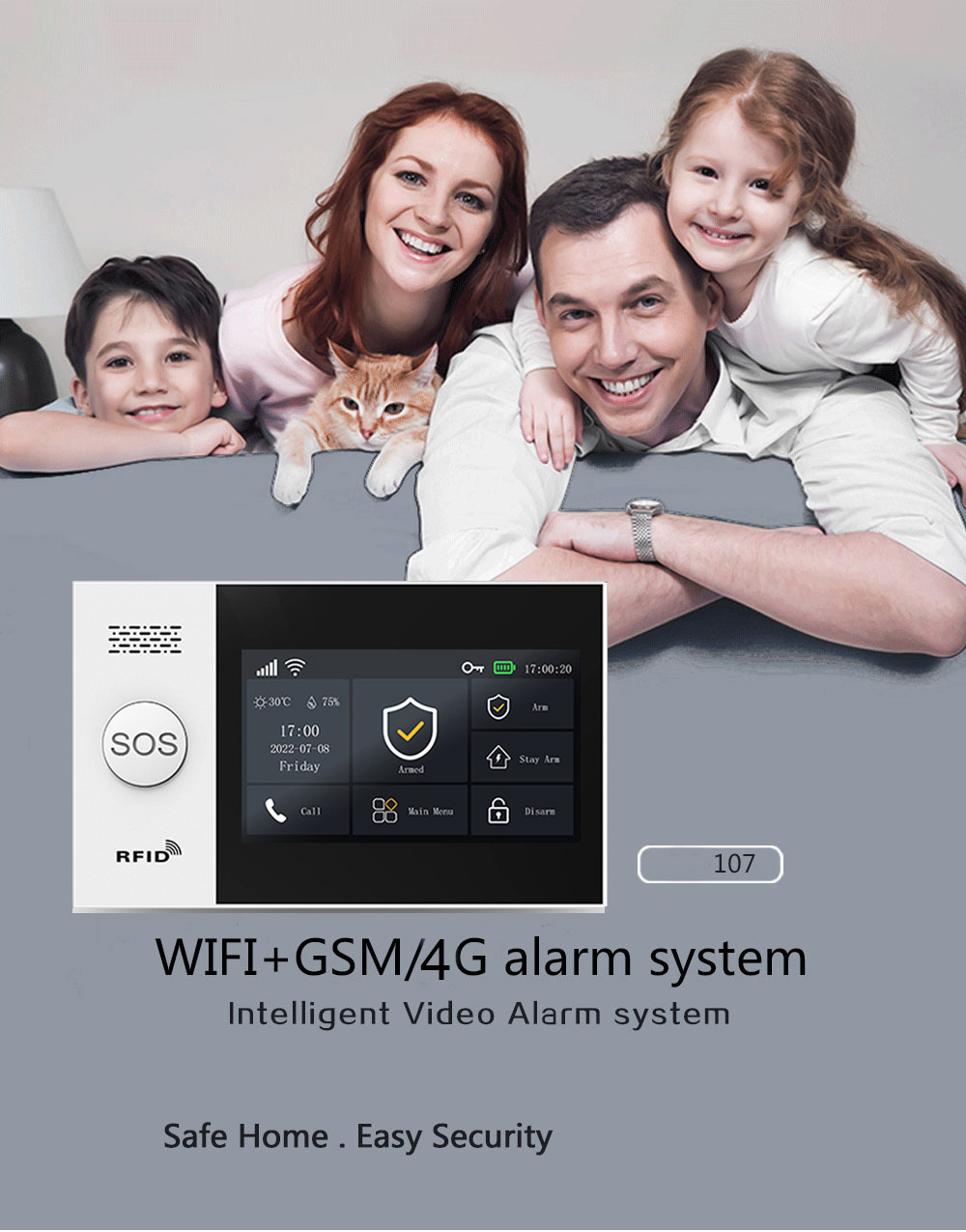 Tuya Alarm System 4.3 Inch IPS Screen Home Security Wifi GSM Alarm System Voice Remind Touch Screen Supply Alexa google Home · image 5