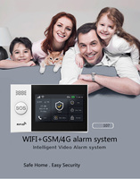 Système d'Alarme Tuya Écran IPS de 4.3 Pouces Système d'Alarme GSM Wifi pour Sécurité Domestique Rappel Vocal Écran Tactile Compatible Alexa Google Home