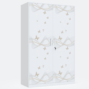 Moderno diseño de patrón de impresión de Indonesia muebles de dormitorio puerta corredera tela de Metal niños armario de Metal Lemari Besi Pakaian - Product Image 4