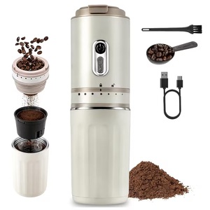 Machine à café portable multifonction <span class=keywords><strong>avec</strong></span> moulin intégré, réglage de la finesse de mouture et <span class=keywords><strong>filtre</strong></span> à mailles fines pour le camping, les voyages, le bureau et la maison - Product Image 1