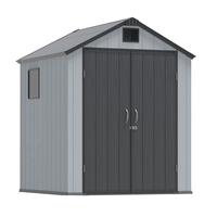 Abri de jardin KENDA OEM en PP rotomoulé 8x6 pieds, verrouillable, étanche, pour outils de jardin, avec plancher, garantie 10 ans