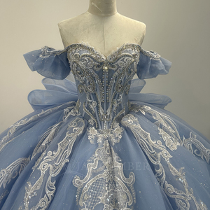 Lsmc99 bóng áo choàng quinceanera Dresses draped Puff tay áo 3D appliques thạch thực hiện để đặt hàng 15 Anos Vestido jancember - Product Image 4