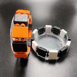 Pulsera de panel en blanco de madera mixta de dos colores para icono religioso santo pulsera de pieza cuadrada de madera <span class=keywords><strong>Rosario</strong></span> pulsera elástica - Product Image 5