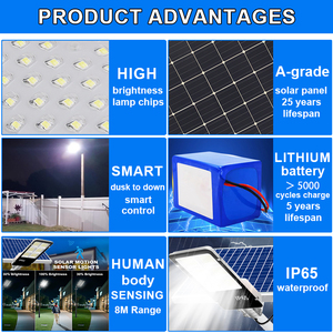 Farola solar de aluminio Iluminación exterior Solar y lithion Todo en uno Farolas 5000 lúmenes - Product Image 2