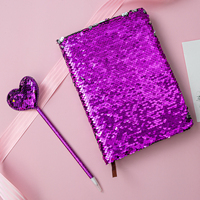 Carnet de notes à paillettes réversible pour enfants avec stylo à paillettes
