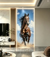 Sticker mural auto-adhésif moderne en 3D imprimé, motif cheval, style chinois, pour la décoration des couloirs