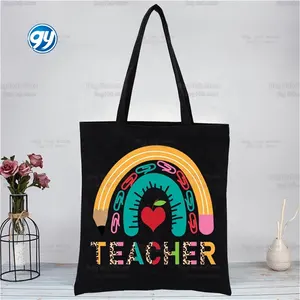 Best Teacher Ever Progress Over Perfection Canvas Tote Black Bags Harajuku Casual Female Girl Tote Eco Shopper Shoulder Bags