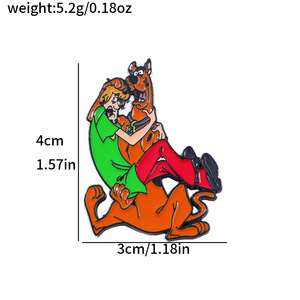 Badge en métal de personnage de dessin animé, Broche en alliage et Épingle de revers en émail, Thèmes : Mariée zombie, Jason et son chien de famille - Product Image 6
