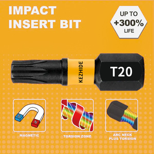 Kezhide <b>Torx</b> Impact Insert <b>Bit</b> T20 1 In Steel Drill <b>Bits</b> For Power Tools - Product Image 3