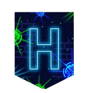 Bannière d'<span class=keywords><strong>anniversaire</strong></span> personnalisée laser tag tendance pour enfants, thème néon, impression personnalisée pour événements - Product Image 3