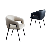 Chaise de salle à manger minimaliste italienne gris foncé avec accoudoir pieds en bois massif pour la maison, le bureau, l'hôtel et le salon.