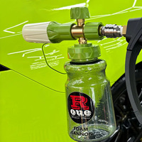Canon à mousse de neige en laiton avec lance en mousse à connecteur rapide de 1/4 "avec bouteille transparente pour le lavage de voiture