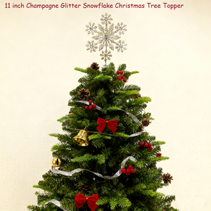 Décoration de Noël pour sapin de Noël, flocon de neige scintillant champagne de 11 pouces, décoration de Noël pour la maison - Product Image 5