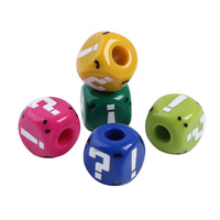 Perles cubiques en acrylique de 11 mm, couleur unie, imprimées avec des points d'interrogation et des points d'exclamation, grand trou pour bracelet, collier, chaîne de téléphone DIY RT2652