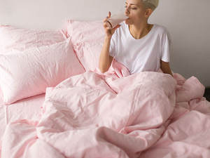 Nedeins — parure <span class=keywords><strong>de</strong></span> lit en lin, style romantique, couleur rose cerise, doux, 100% pur, 1 drap-<span class=keywords><strong>housse</strong></span>, 2 taies d'oreiller, 1 <span class=keywords><strong>housse</strong></span> <span class=keywords><strong>de</strong></span> <span class=keywords><strong>couette</strong></span>, 4 pièces - Product Image 6