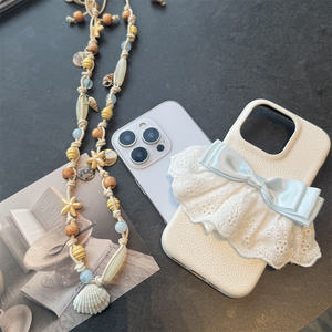Nouveau 3D bricolage dentelle nœud papillon litchi PU motif en cuir mignon étui de téléphone pour <span class=keywords><strong>iPhone</strong></span> 16 15 Pro Max housses de protection mobiles pour les filles - Product Image 2