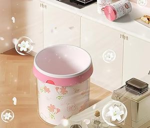 ถุงขยะแบบไม่ต้องฉีกสำหรับห้องน้ำ สำนักงาน บ้าน ห้องนอน ยี่ห้อ Huamaohengchun พร้อมถุงใส่ขยะลายดอกลิลลี่สีชมพู - Product Image 3