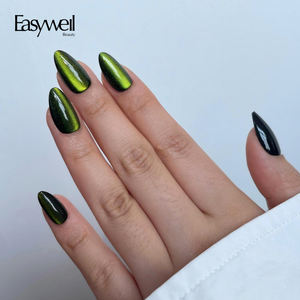 <span class=keywords><strong>Uñas</strong></span> Postizas de Gel Acrílico Suave con Efecto Ojo de Gato Negro, 30-32 Piezas, Venta Caliente de Easywell, con Empaque Personalizado, <span class=keywords><strong>Uñas</strong></span> de Almendra a Presión, Venta al por Mayor - Product Image 2