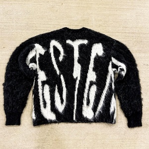 Pulls en mohair brossé personnalisés avec logo Nior, tricotés en jacquard, pulls en mohair mélangé pour hommes - Product Image 5