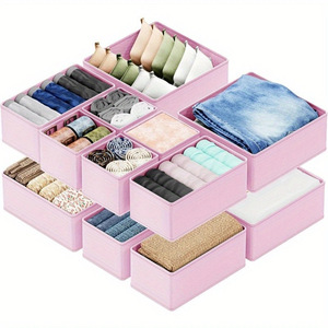Rectangle Canvas Foldable Cabinet Organizer Dresser <b>Storage</b> Baskets Bins for Clothing Underwear & Bra <b>Storage</b> (65L Capacity) - Product Image 4