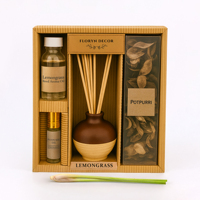 Coffret Cadeau Parfum d'Ambiance Écologique en Céramique Premium à la Citronnelle – Diffuseur à Bâtonnets, Pot-pourri et Huiles Parfumées – Collection Décoration Élégante