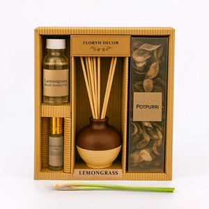 Lemongrass Premium Home Fragrance <b>Gift</b> <b>Set</b> with Reed Diffuser Potpourri and Fragrance Oils Elegant Decor Collection - Product Image 1