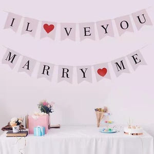 Tôi Yêu Bạn Giấy Vòng hoa bên trang trí hình trái tim kết hôn với tôi chuỗi treo Cờ biểu ngữ cho ngày Valentine đề nghị đính hôn - Product Image 1