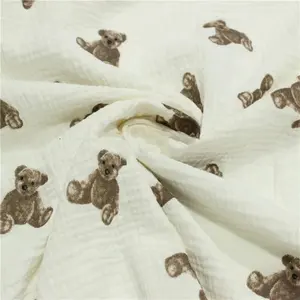 Cotton Crinkle Double Layer Gauze Muslin Printed Washed Fabric 216914 for Baby's Clothes, Sleepwear & Shirts