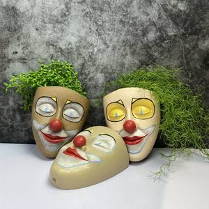 Offre Spéciale Clown visage masque mur planteur personnage peint verdure <span class=keywords><strong>arbre</strong></span> rouge à lèvres planteur pour décoration murale élégante - Product Image 1