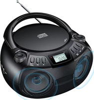 Reproductor de CD Portátil Multifuncional, Radio, Altavoz Doble, Entrada de Audio Estéreo, USB, Potencia de Salida de 12 W con Pantalla, Altavoz Inalámbrico