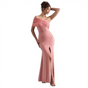 Vestido Casual de Malla hasta la Rodilla para Mujer, Estilo Nuevo 2024, con Hombros Descubiertos, Abertura y Cintura Natural, Elegante y Sexy - Product Image 2