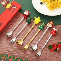 Ensemble de cuillères à dessert Beeman en métal moderne poli doré, ensemble de cuillères à café et de fourchettes pour cadeau de Noël, vaisselle