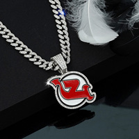 Collier État du New Jersey pour Hommes : Pendentif New Jersey entièrement serti sur chaîne cubaine, Cadeau Hip Hop Bling