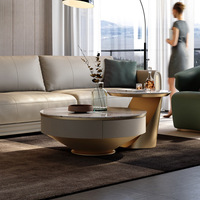 Table basse moderne en marbre beige pour le salon, design multifonctionnel