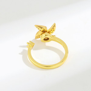 2026 New Micro Pave Zircon Rotating Windmill Open <b>Adjustable</b> <b>Rings</b> Copper Gold Plated Anti Anxiety Impatience Jewelry - Product Image 4