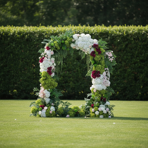 Arco Floreale in Seta di Ortensie Bordeaux <span class=keywords><strong>alla</strong></span> <span class=keywords><strong>Moda</strong></span> per Matrimoni e Feste, Decorazione Metallica di Alta Qualità per Natale - Product Image 6