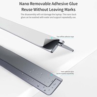 Support d'ordinateur portable adhésif mince et invisible pour bureau, pliable, ergonomique, en aluminium, support de rehaussement durable pour ordinateur portable