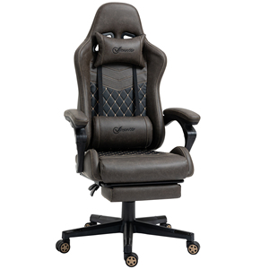 <span class=keywords><strong>Sedia</strong></span> <span class=keywords><strong>da</strong></span> Gaming Ergonomica in Pelle PU Diamantata, Girevole e Reclinabile con Schienale Alto, Altezza Regolabile, Poggiapiedi e Supporto Lombare - Product Image 1