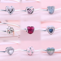 925 Sterling Silver Love Heart Hanger Kralen Dangle Charms Crystal Cubic Zirkoon Fit Armband Ketting Sieraden Diy Charme Kralen